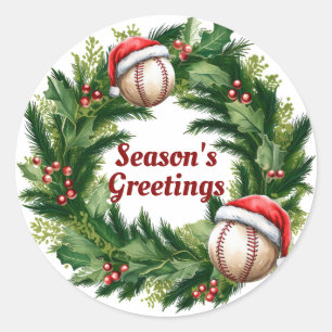 Santa Cap Baseball Customisable  Classic Round Sticker