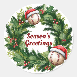 Santa Cap Baseball Customisable  Classic Round Sticker