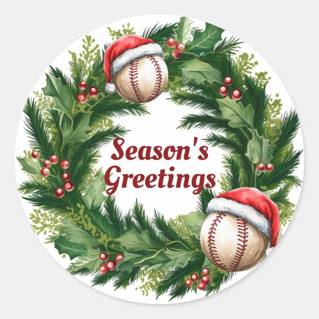 Santa Cap Baseball Customisable  Classic Round Sticker (Front)