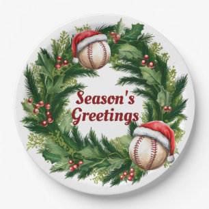 Santa Cap Baseball Customisable  Paper Plate