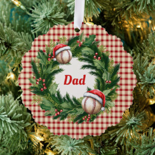 Santa Cap Baseball Dad Personalized Tree Decoration Card