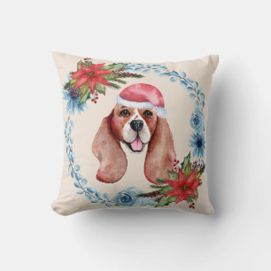 Santa Cap Beagle Holiday Cushion
