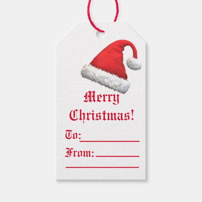 Santa Cap Patterned Christmas Gift Tags (Front)