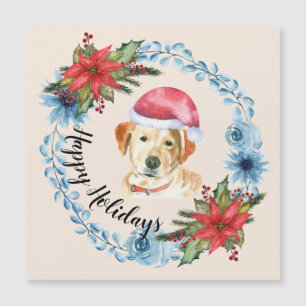 Santa Cap Yellow Lab Holiday Magnetic Card