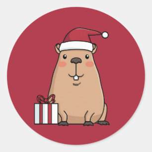 Santa Capybara Holiday Fun Classic Round Sticker