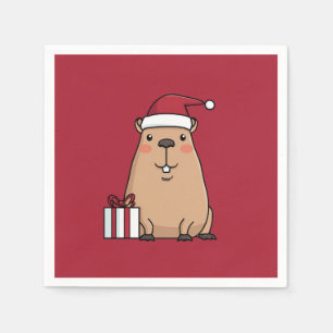 Santa Capybara Holiday Fun Napkin