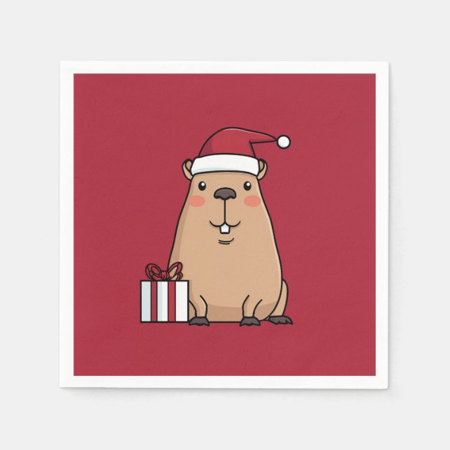 Santa Capybara Holiday Fun Napkin (Front)