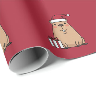 Santa Capybara Holiday Fun Wrapping Paper