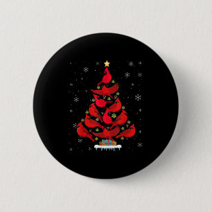 Santa Cardinal Bird Christmas Tree Christmas Light 6 Cm Round Badge