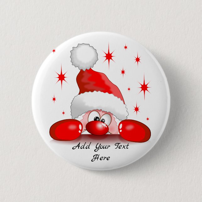Santa Cartoon Cute Peeking Character © BluedarkArt 6 Cm Round Badge (Front)