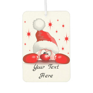 Santa Cartoon Cute Peeking Character © BluedarkArt Car Air Freshener