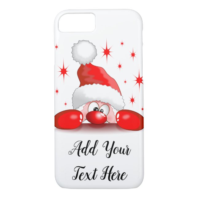 Santa Cartoon Cute Peeking Character © BluedarkArt Case-Mate iPhone Case (Back)