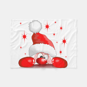 Santa Cartoon Cute Peeking Character © BluedarkArt Fleece Blanket