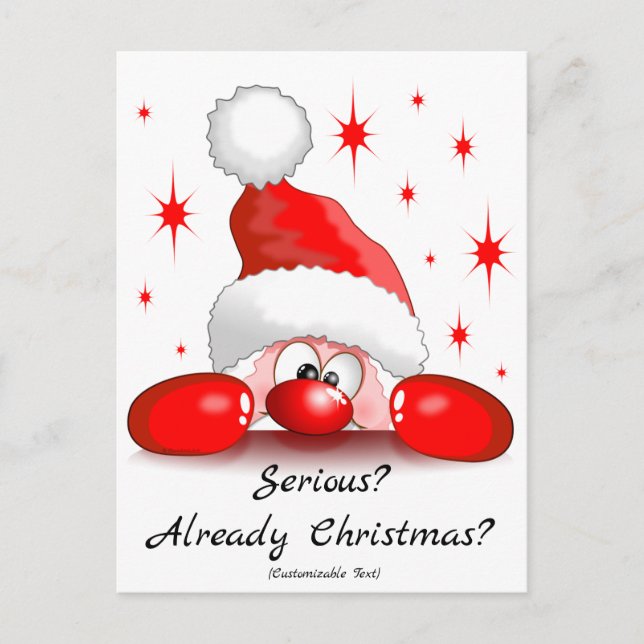 Santa Cartoon Cute Peeking Character © BluedarkArt Holiday Postcard (Front)