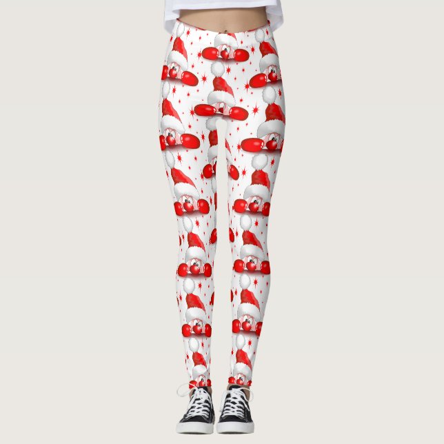 Santa Cartoon Cute Peeking Character © BluedarkArt Leggings (Front)