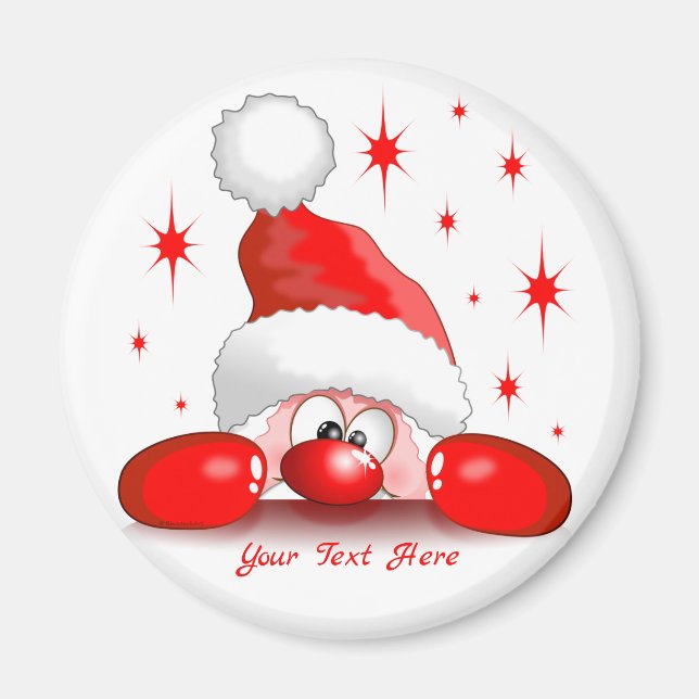 Santa Cartoon Cute Peeking Character © BluedarkArt Magnet (Front)