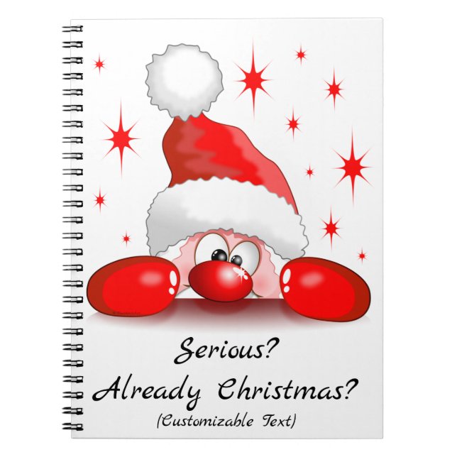 Santa Cartoon Cute Peeking Character © BluedarkArt Notebook (Front)