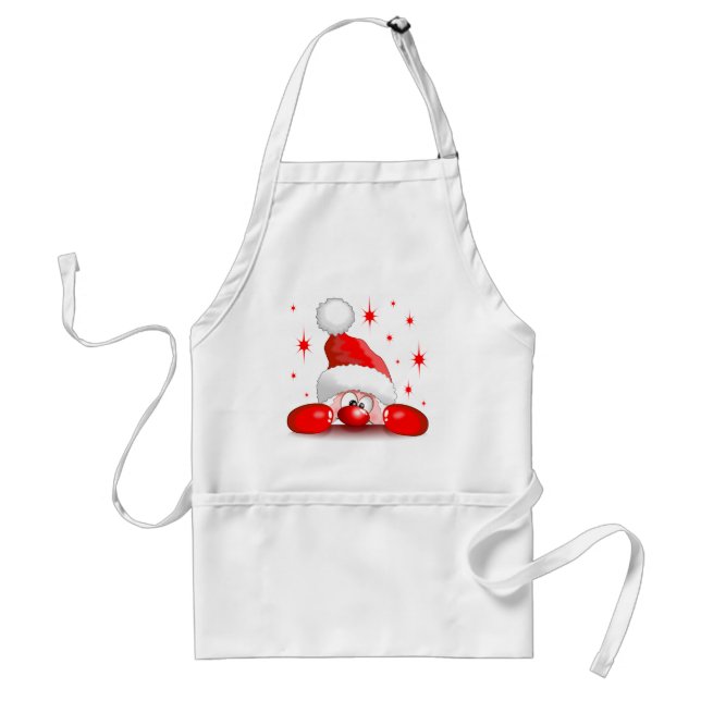 Santa Cartoon Cute Peeking Character © BluedarkArt Standard Apron (Front)