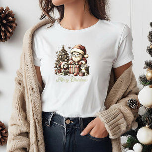 Santa Cat and his little helpers in Vintage style T-Shirt