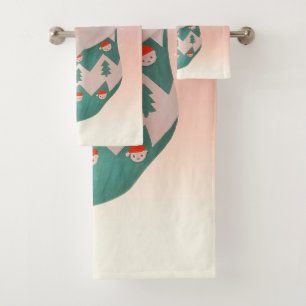 Santa Cat: Bao Bao in Christmas Stocking Art Bath Towel Set
