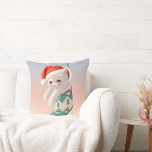 Santa Cat: Bao Bao in Christmas Stocking Art Cushion