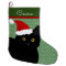Santa Cat Black With Yellow Eyes Personalised