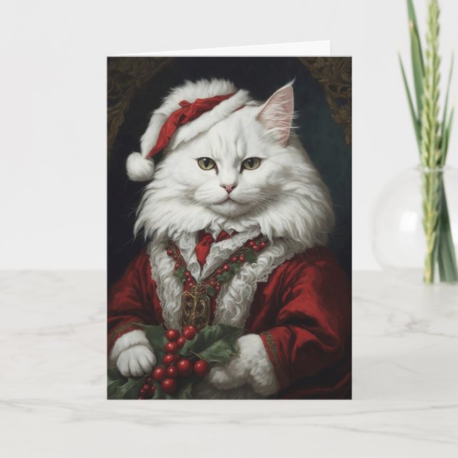 Santa Cat Christmas Card (Front)