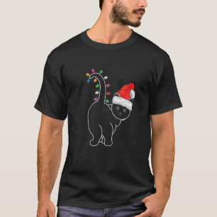 Santa Cat Christmas Colour Led Light  Xmas Cat T-Shirt
