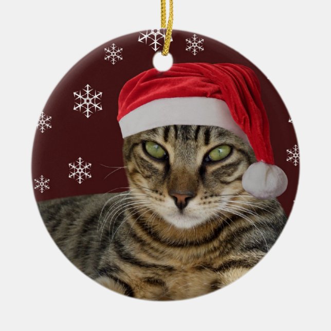 Santa Cat Christmas Ornament (Front)