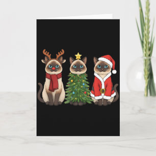 Santa Cat Christmas Siamese Cat Mom Cat Lover Xmas Card
