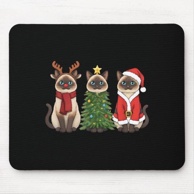 Santa Cat Christmas Siamese Cat Mom Cat Lover Xmas Mouse Mat (Front)