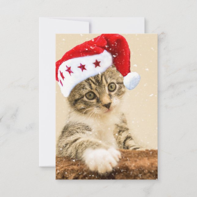 Santa Cat Christmas Thank You Card (Front)