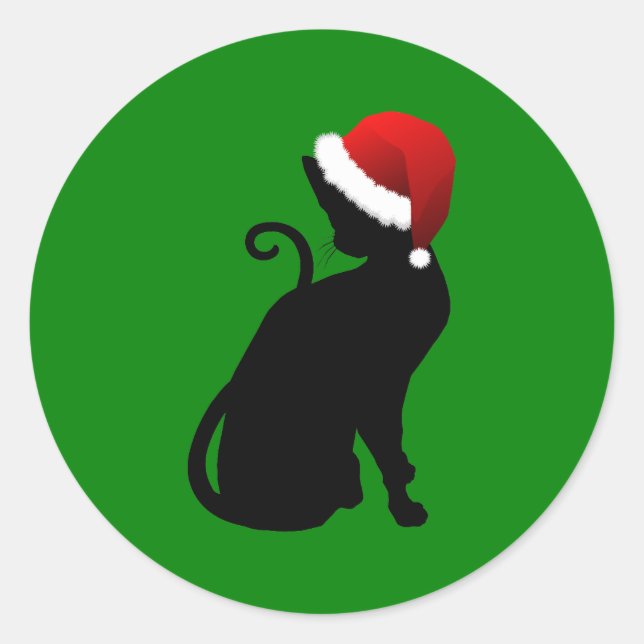 Santa Cat Classic Round Sticker (Front)