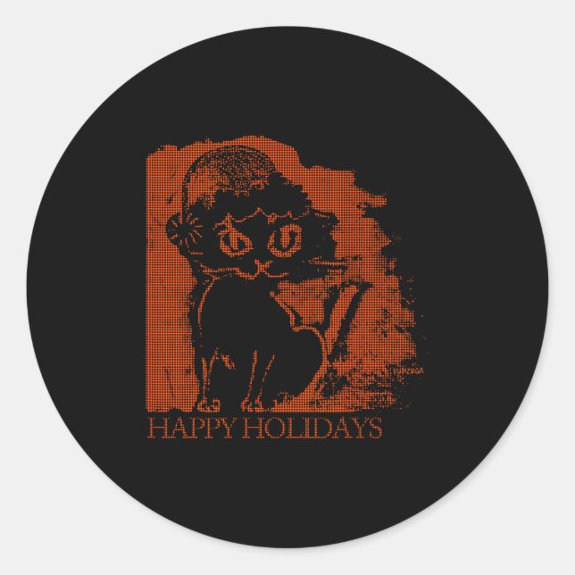 Santa Cat  Classic Round Sticker (Front)