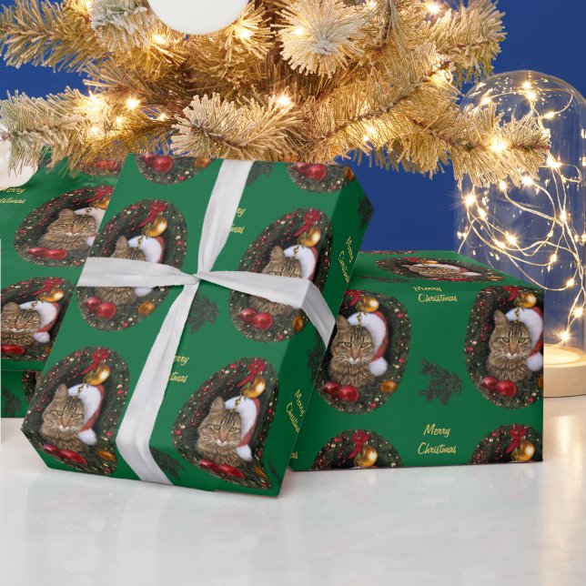Santa Cat (customisable) Wrapping Paper (Holidays)