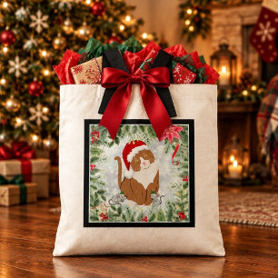 Santa Cat & Elf Mice Tote Bag