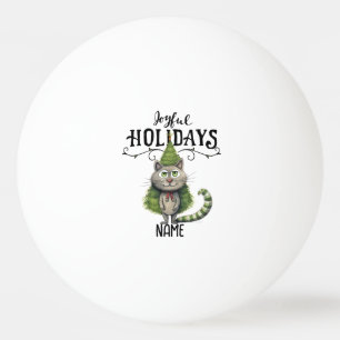 Santa Cat for Christmas Table Tennis to player Ping Pong Ball