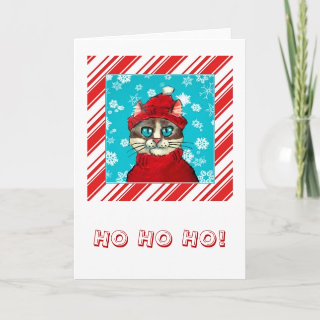 Santa Cat funny Christmas card (Front)