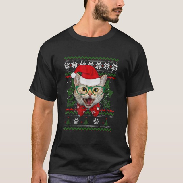 Santa Cat Funny Kitty Ugly Christmas Sweater Xmas  (Front)