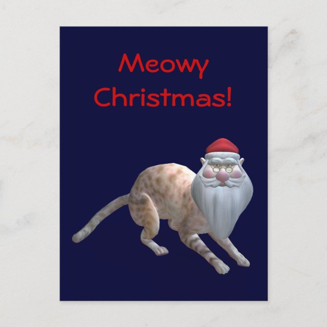 Santa Cat Holiday Postcard (Front)