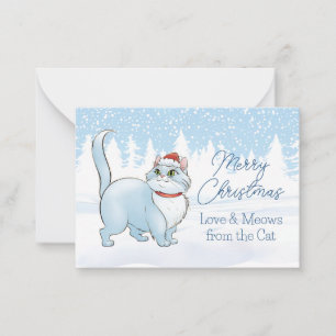 Santa Cat in Winter Wonderland Christmas Card
