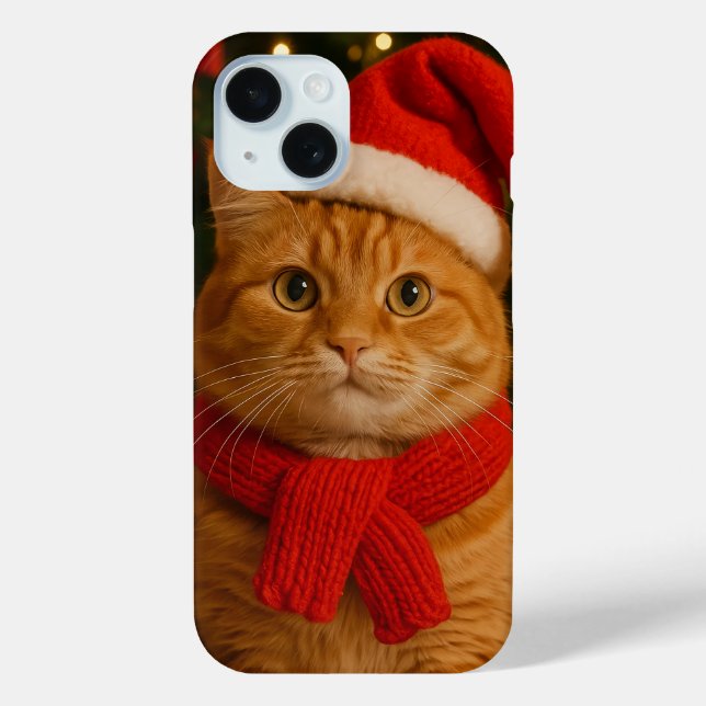 Santa Cat iPhone 15 Case (Back)