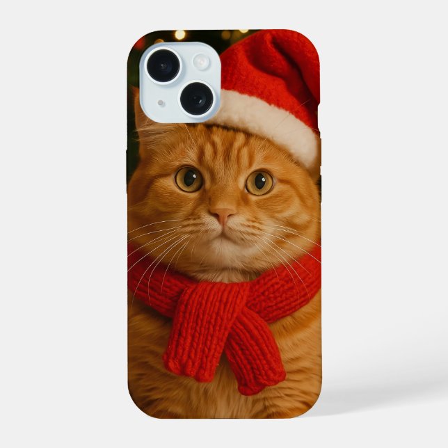 Santa Cat iPhone 15 Case (Back)