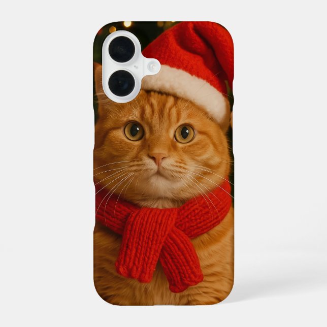 Santa Cat iPhone 16 Case (Back)