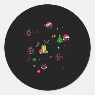 Santa Cat Light Gorgeous Reindeer Pajama Christmas Classic Round Sticker