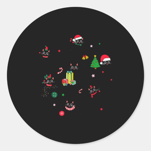 Santa Cat Light Gorgeous Reindeer Pajama Christmas Classic Round Sticker (Front)