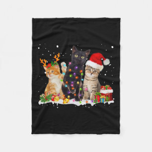 Santa Cat Light Gorgeous Reindeer Pajama Christmas Fleece Blanket