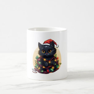 Santa Cat Lights Holiday Coffee Mug