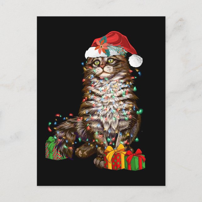 Santa Cat Lover Funny Christmas Kitten Xmas Postcard (Front)