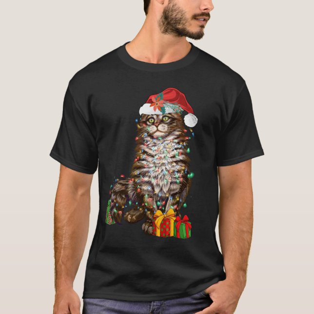 Santa Cat Lover Funny Christmas Kitten Xmas T-Shirt (Front)